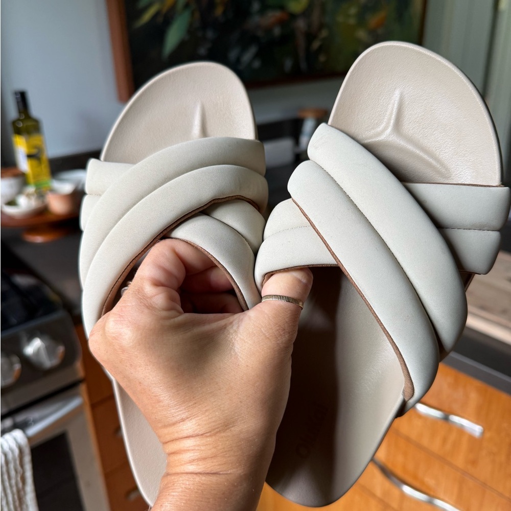 Women's Olukai Cream Slide Sandals